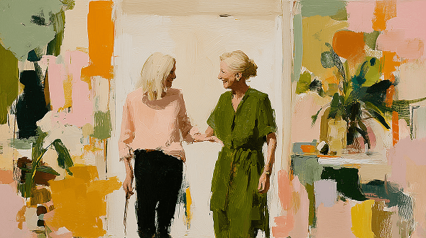 Caregiver and recipient interacting respectfully at home to reinforce safety standards and trust