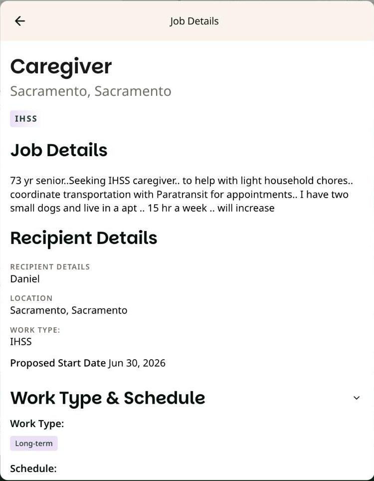 Job Details window on a computer with the job description and recipient details. The recipient name shown is a stand-in.